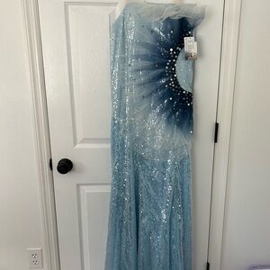 Elegant Blue Sequin Gown